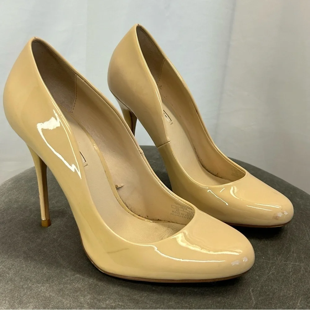 Zara light beige tan brown patent high heel pumps Sz 40 - Picture 12 of 12